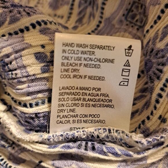 PATRONS OF PEACE BLUE/WHITE COUNTRY BOHO STYLE FLATTER SLEEVE TOP - SZ M NWOT - Picture 13 of 15